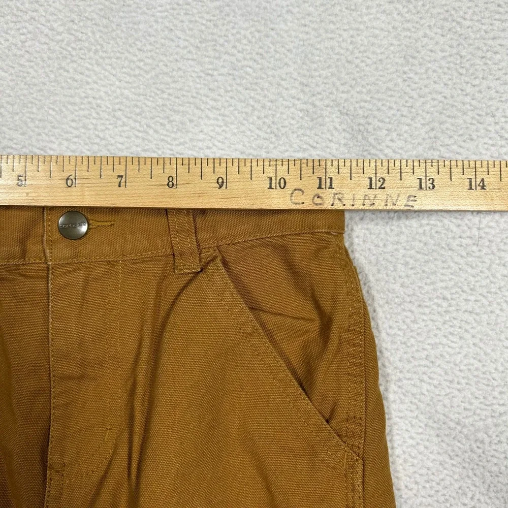 Carhartt Carpenter Pants Kids Size 7 Brown Flannel Lined Duck Canvas Plaid Cuff